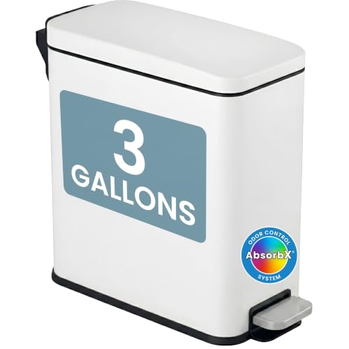 iTouchless 3 Gal Nursery Waste Bin | Step Pedal Diaper Trash Can | White | Foot-Operated Lid Opens Instantly | Whisper-Quiet AirNova Damper | Removable Liner Bucket | Crisp Finish Suits Light Decor - color: Chalk White