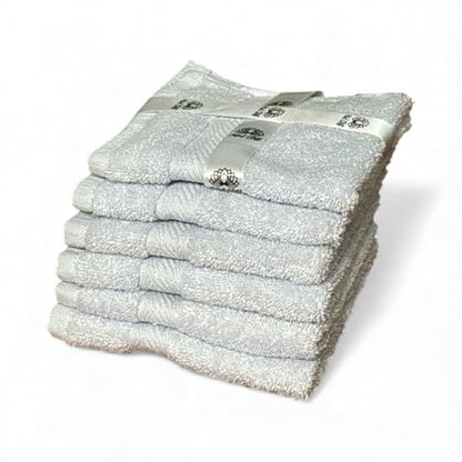Super Soft 570 GSM Luxury Cotton Face Towel/Washcloths Set of 6, 100% Cotton Zero Twist Ring-Spun Heavyweight, Super Absorbent Wash Cloths – Designed for Exfoliation, Comfort, and Durability. - color: Light Blue