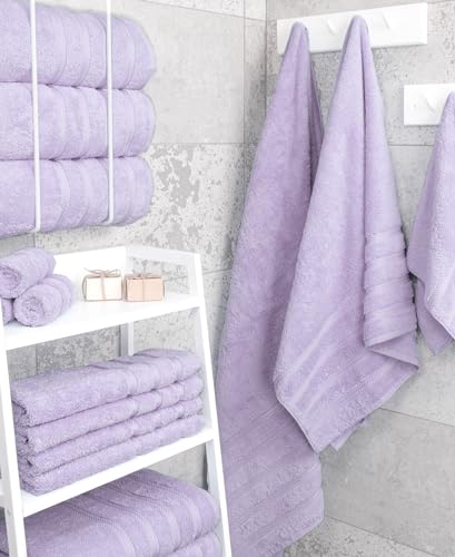American Soft Linen 100% Cotton Luxury Turkish Towels, 4 PC Bath Towel Set | Soft Absorbent Quick Dry OEKO Tex Standard 100 Certificated Durable Machine Washable Premium Hotel Quality - color: Lilac, size: 27"x54"