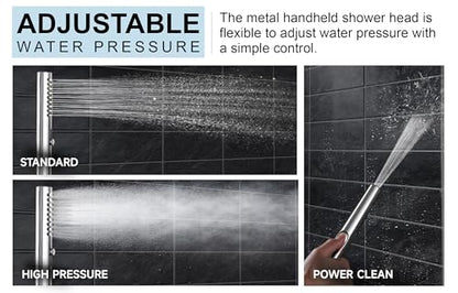 Lava Odoro Modern 3-Setting Round Rain Bathtub and Shower Faucet Set, Chrome Rainfall Shower Head and Handle Set, Rain Shower System with Tub Spout, Shower Valve Trim Kit, Chrome, SF104-C-T - color: Chrome, style: With Tub Spout