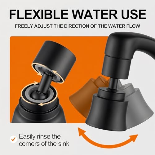 Metal Swivel Sink Faucet Aerator Extender for Kitchen Bathroom | 360° Swivel Faucet Nozzle with 55/64'' Female Thread, Dual Modes Sink Sprayer Attachment, Anti-clogging Design, Black - color: Black