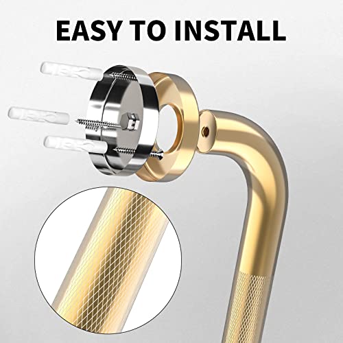 24 Inch Anti Slip Shower Grab Gold, Munzong Bathroom Grab Bar, Knurled Bathroom Balance Bar,Safety Hand Rail Support Handicap Elderly Injury Senior Assist Bath Handle | Heavy Duty Knurled Bathroom Balance Bar Safety Hand Rail Support Handicap Elderly Inju