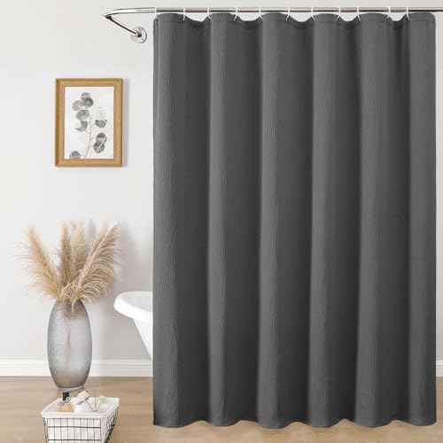 Aiyufeng Fabric Grey Long Shower Curtain for Bathroom, 3D Textured Pattern Shower Curtain Hotel Spa Quality, Boho Bathroom Curtain Modern Style Soft Cloth Luxury, Machine Washable,72x84 Inches - color: Grey, size: 72"W x 84"L (Pack of 1)