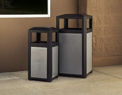 Safco Evos Steel Trash Can, 15 Gallons, Indoor and Outdoor Use, Commercial Garbage Can with Plastic Liner - size: 15 Gallon, style: Side Open