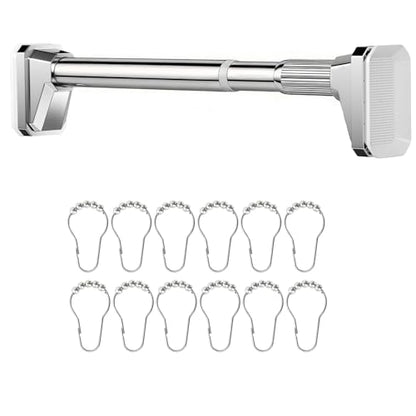 Silver Shower Curtain Rod 39 to 86 Inch,Heavy-Duty inner Lock Stainless Steel Telescopic Rod,1.2-Inch Diameter Bathroom Anti-Rust And anti-Slip Tension Rod Without Drilling,Convenient to Use - color: Stainless steel, size: 39-86 Inches