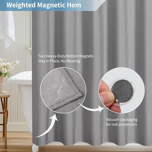 Waterproof Fabric Shower Curtain,No Liner Needed,72x72,Grey | 2-in-1 Design,Linen Textured,100% Waterproof TPU-Laminated Backing,Magnetic Weighted,Machine Washable,For Bathroom,Hotel - color: Grey, size: 72"W x 72"L (Pack of 1)