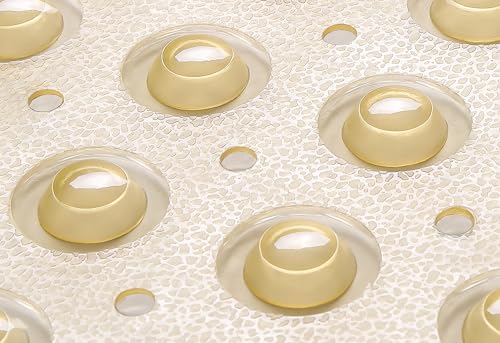 Extra-Long Non-Slip Bathtub & Shower Mat 39”x16” (Smooth/Non-Textured Tubs Only) Safe, Clean, Machine-Washable, Superior Grip&Drainage, Vinyl, Transparent Light Brown - color: Transparent Light Brown, size: 39" x 16" (Rectangular)