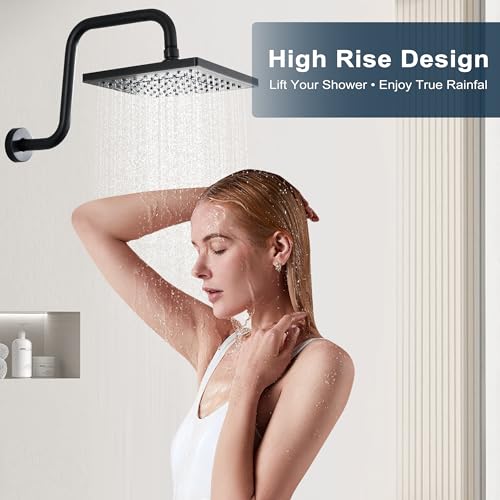 BRIGHT SHOWERS 13 Inch Shower Head Extension Arm with Flange S Shaped High Rise Extender, Long Stainless Steel Rainfall Shower Head Pipe Arm, Oil-Rubbed Bronze - color: Oil Rubbed Bronze, style: S-Shape 13 Inch