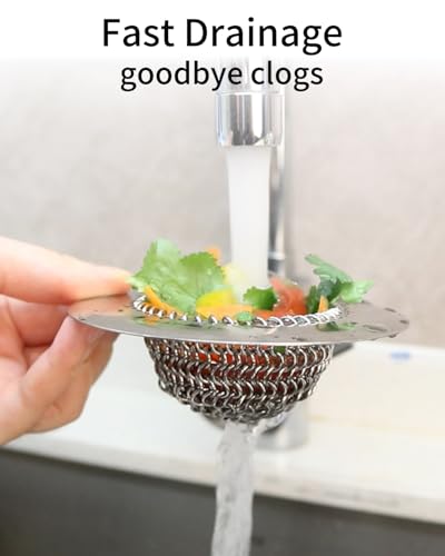 TRAPMATE 2 Pack Bathroom Sink Drain Strainer, 4.4" Fast Drainage Shower Drain Hair Catcher, Anti-Slip Bathtub Drain Hair Catcher, Stainless Steel Shower Drain Cover for Tub, Sink (Patented Product) - color: Silver Silver