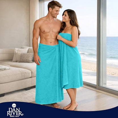 DAN RIVER Pack of 1 Oversized Bath Sheet, 40 x 80 Inches, Aqua | 100% Cotton Jumbo Bath Towel with Extra Large Coverage, Lightweight Feel, Super Soft & Quick Dry - color: Aqua, size: 40x80" Oversized Bath Sheet