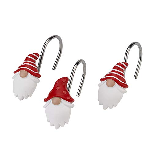 Avanti Linens - Shower Curtain Hooks, Christmas Bathroom Accessories, Set of 12 (Gnomes Walk Collection) - style: Shower Hooks