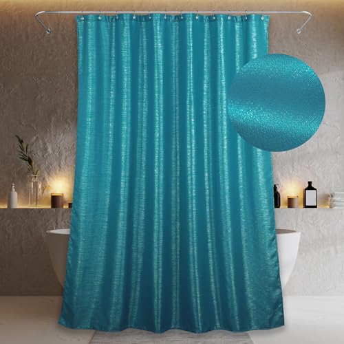 Teal Green Glitter Shower Curtain: Waterproof Washable Quick Dry, 78Lx72W | Turquoise Aqua Metallic Shimmer Satin Fabric, Sparkle Bling Shiny Glam Luxury Xmas Holiday Home Decor Gift for Women & Girls - color: Turquoise, size: 72"W x 78"L (Pack of 1)