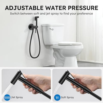 Arofa Built-in Hot and Cold Bidet Sprayer, Warm Water Bidet, Matte Black | Wall-Mounted Design, Dual Control Modes, Leak-Free Bidet Hose, Feminine/Baby/Pet Wash, Cloth Clean & Rinse, Stainless Steel - color: Black, size: Built-in Hot & Cold Water Modes-Ro