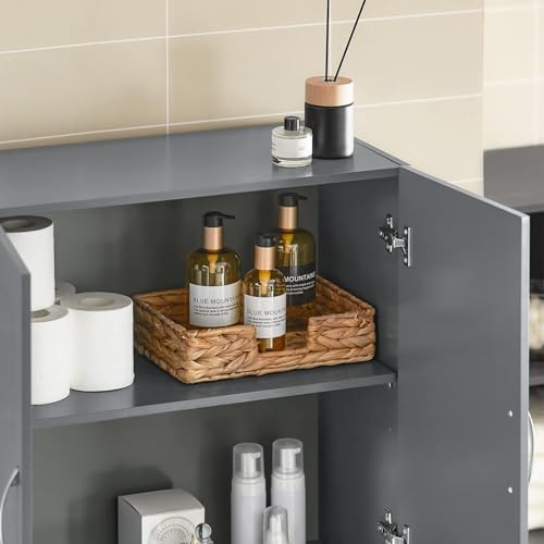 SoBuy Wall Cabinet Laundry Room, Medicine Cabinet for Bathroom Kitchen Garage,Floating Cabinet Hanging Storage with Adjustable Shelf, Grey FRG231-DG | Floating Wall Storage Cabinet With Adjustable Shelf, All-Match Bathroom Cabinet For Various Home Storage