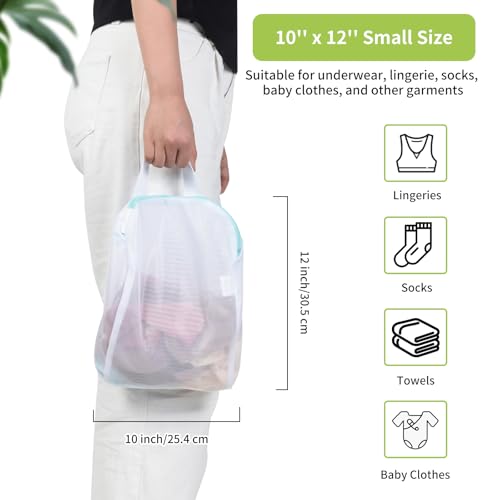 OTraki 2Pcs Small Mesh Laundry Bags 10x12 Inch, Don't Drying, White | Delicates Lingerie Bags Mesh Wash Bags Hanging Laundry Bag Sock Bra Underwear Storage, Melting 140-176℉ - size: 10 x 12 inch