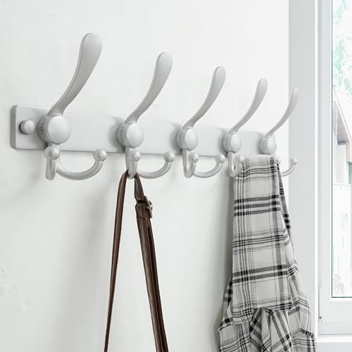 Coat Rack Wall Mount, Heavy Duty 12-Gauge Base vs Flimsy 1mm, Double-Thick Solid Anti-Snap Hooks, 16” Stud-Mount, Stainless Steel Hanger for Clothes Hat Entryway Closet Mudroom, Silver - color: Silver, size: L=17" (1pcs)