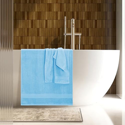 8 Piece Towel Set 100% Ring Spun Cotton, 2 Bath Towels 27x54, 2 Hand Towels 16x28 and 4 Washcloths 13x13 - Ultra Soft Highly Absorbent Machine Washable Hotel Spa Quality - Light Blue - color: Light Blue, size: 8 Piece Towel Set