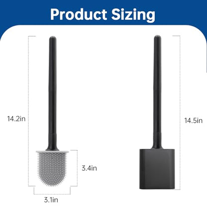 RV Essentials, RV Toilet Brush, Toilet Brush Silicone Won't Damage Toilets, Wall Mounted Toilet Brush Black-Anti-Roll, Anti-Drip Design, Suitable for RV Travel Trailers and Campers - color: Black-1