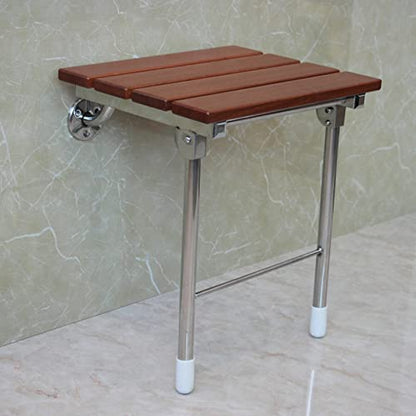 14.9"x12.2" Folding Shower Seat - Wall Mounted - Solid Wood Fold Down Spa Bench