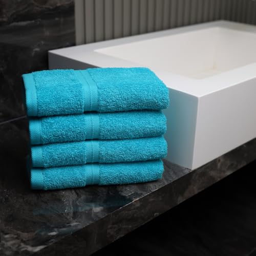 Extra Soft & Terry Cloth Wash Cloths Set of 4 (12" x 12") Hotel Quality, Versatile as, Towels for Bathroom, Terry Washcloths, Body Towels, Face Towels, Face Cloths -%100 Cotton - Turqoise - color: Turqoise