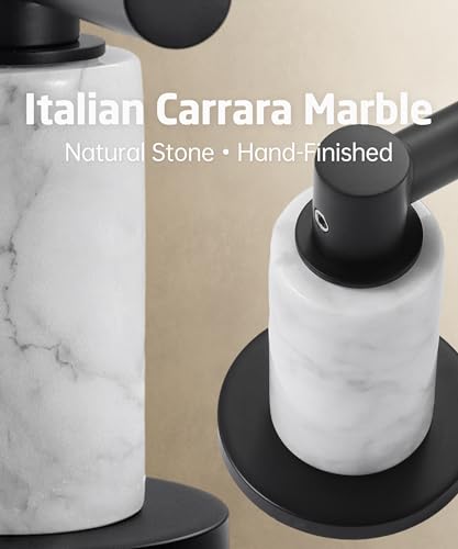 KES Natural Italian Carrara Marble Matte Black Bathroom Faucet 3 Hole with All Metal Pop Up Sink Drain, 8 Inch Widespread Bathroom Sink Faucet for Vanity, 360° Swivel Spout, 18/8 Stainless Steel - color: Matte Black