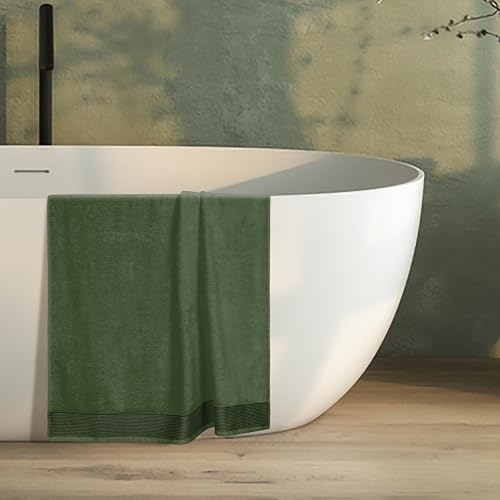 Cotton 2 Pack Oversized Bath Sheet 35 x 70, Large Bath Sheet, Ultra Absorbent, Compact, Eco-Friendly and 100% Recyclable, Quick Drying and Lightweight Towel - Olive Green - color: Olive Green, size: 2 Pack Bath Sheets