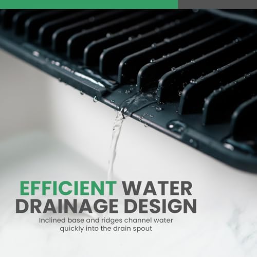 No More Wet Counters - Kitchen Sink Faucet Mat, 24” Silicone, Black