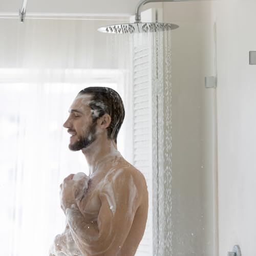 Voolan Rain Shower Head, High Flow Large Rainfall Showerhead Made of All Metal Stainless Steel, Waterfall Body Covering, Universal Wall and Ceiling Mount (Brushed Nickel) - color: Brushed Nickel, size: 12 Inch
