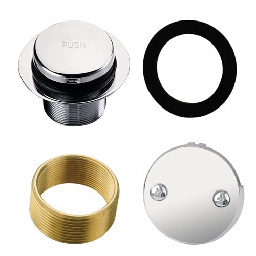 HIDROP Chrome Tip Toe Tub Drain Trim Kit with 2-Hole Overflow Faceplate | Brass and 304 Stainless Steel Tub Drain, Universal Fine/Coarse Thread fit 1-3/8" or 1-1/2" Tub Drain, Bathtub Conversion Kit - color: Chrome, style: 2 Holes