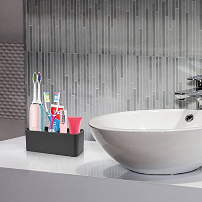 Toothbrush Holder for Bathrooms Toothpaste Holder Stand Bathroom Organizer for Toothbrush Makeup Brushes Holder (Black) - color: Black2