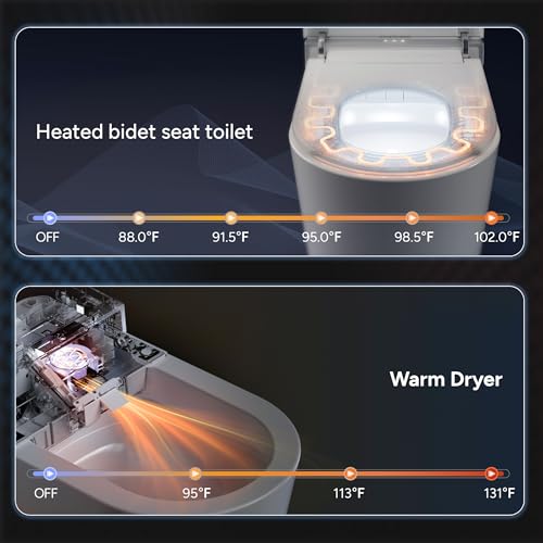 Smart Toilet with bidet built in, Auto Open Close(CD-K010) | Bidet Toilet with Wider Heated Seat, Warm Water, Foot Sensor Auto Flush, Japanese Toilet for Bathroom with Remote Control - color: CD-K010