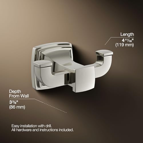 Kohler 27411-SN Riff® Double Robe Hook, Vibrant Polished Nickel - color: Vibrant Polished Nickel, style: Robe Hook