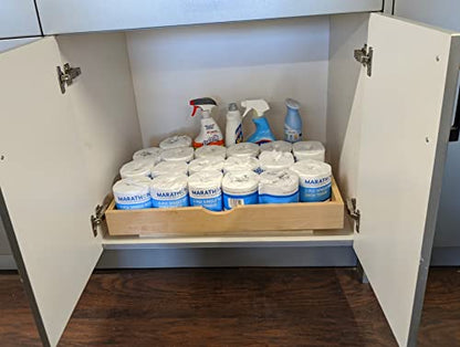 26'' Under Sink Organizers Storage Dovetail Drawer Rollout Drawer Wood Tray Kitchen Organizer Cabinet Slide Out Shelve Pull-Out Shelf Organization Assembled w/Sliders (26'' Width/one Drawer) - size: 26'' W x 18''D