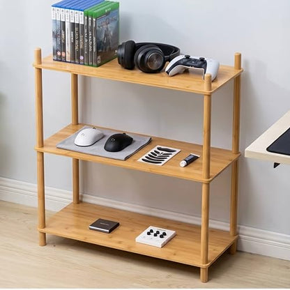 3-Tier Expandable Freestanding Open Bamboo Book Shelf - No-Tool Assembly & Modular,Bathroom Storage Shelf Unit Plant Stand for Small Space, Bedroom, Living Room, Home Office(Natural, 3-Tier) - color: Natural 3-tier-1