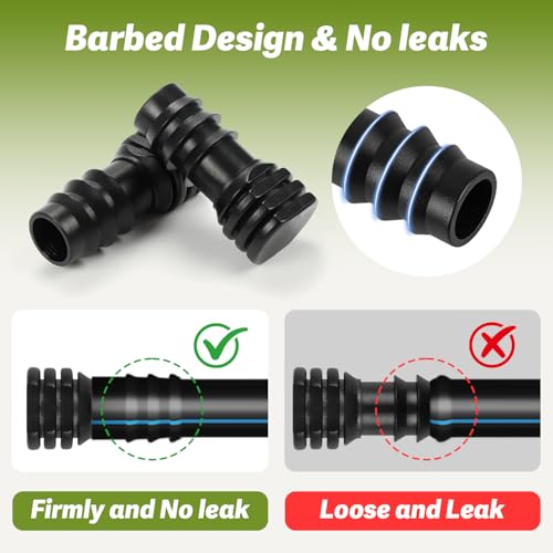 20 Pack 1/2 Inch Drip Irrigation Barbed End Plug Fitting, 1/2'' Dripline End Cap Connectors for 1/2 Inch Irrigation Tubing (0.520"ID-0.650" OD) for Garden Lawn Irrigation System - size: 1/2" Barbed Plug-20P