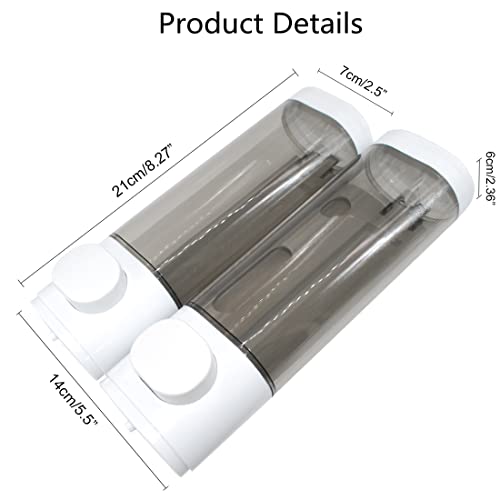 2-Chamber Soap Dispensers Wall Mount,400ml Bathroom Shower Pump Dispenser,Press Manually Lotion Shower Soap Dispenser Usefor Home,Bath,Kitchen,Hotels,Restaurants(White) - color: White, size: 2 Chamber