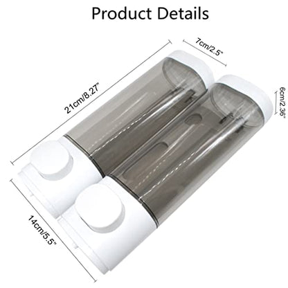 2-Chamber Soap Dispensers Wall Mount,400ml Bathroom Shower Pump Dispenser,Press Manually Lotion Shower Soap Dispenser Usefor Home,Bath,Kitchen,Hotels,Restaurants(White) - color: White, size: 2 Chamber