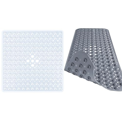 Gray Bathtub Mat and Clear Shower Mat