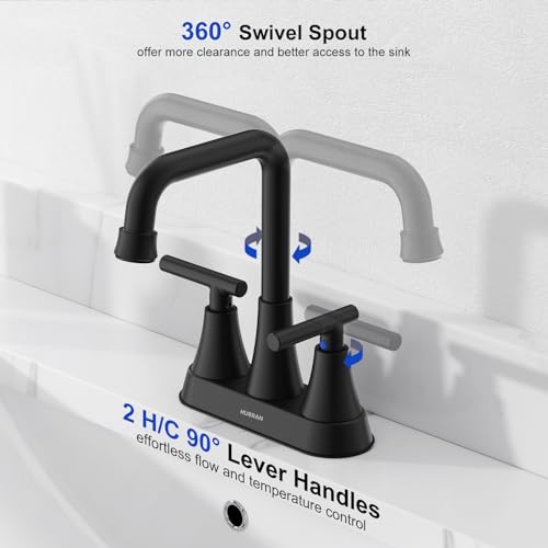 Matte Black 4 inch Centerset Bathroom Faucet for Sink 2-3 Hole | Bathroom Sink Faucet with Pop-up Drain and Supply Lines, Stainless Steel 2-Handle Centerset Faucet for Vanity RV Restroom - color: Matte Black