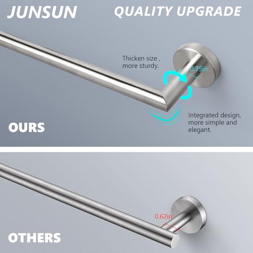 JunSun Towel Bar 30 Inch Bathroom Towel Rack Heavy Duty Bath Towel Holder Modern Towel Rod Brushed Silver Towel Hanger Bathroom Accessories Silver Towel Rail Stainless Steel Single Bar Brushed Nickel - color: Brushed Nickel, size: 30 Inch