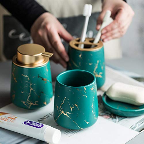 3 Piece Painted Ceramics Bathroom Accessories Set Durable Matte Black | Includes Lotion Dispenser, Toothbrush Holder, Soap Dish, Creative Design, Perfect For Home Gift - color: Matte Black（four Piece）
