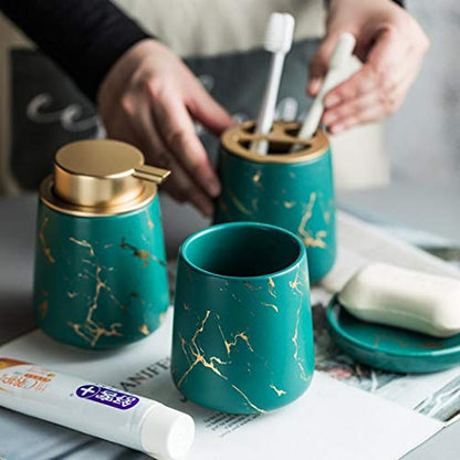 3 Piece Painted Ceramics Bathroom Accessories Set Durable Matte Black | Includes Lotion Dispenser, Toothbrush Holder, Soap Dish, Creative Design, Perfect For Home Gift - color: Matte Black（four Piece）