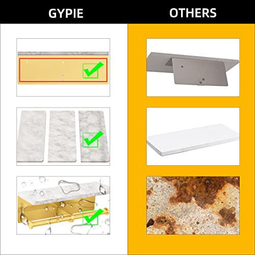 Gypie Brushed Gold Toilet Paper Holder with Marble Shelf, Double Rolls | Toilet Paper Holder with Storage, Toilet Paper Wall Mount for Bathroom Washroom - color: Gold Double