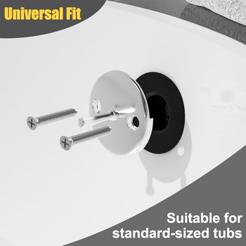 Trip Lever Bathtub Overflow Faceplate, Chrome | Trip Levers Tub Overflow Drains Cover with Matching Screws - color: Chrome Cover