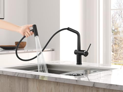 AS06MB Matte Black Bar Faucet or Prep Kitchen Sink Faucet with Pull Down Sprayer and Single Handle - color: Matte Black, style: Modern