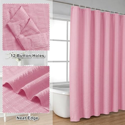 Aiyufeng Moga Bright Pink Fabric Shower Curtains for Bathroom - Hotel Spa Polyester Cloth Bath Curtain with 12 Holes, 72x72, Machine Washable, Bright Pink - color: Bright Pink, size: 72"W x 72"L (Pack of 1)