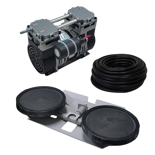 Pro Aeration MAX, 1 HP Pump, 2 Acres, Double 10 In Diffuser, 100 Ft Tubing | Rocking piston compressor with aluminum body and copper motor, 6.7 CFM at 5 PSI, overheat protection, fittings included - color: 6.7 Cfm, size: 1 Diffuser System