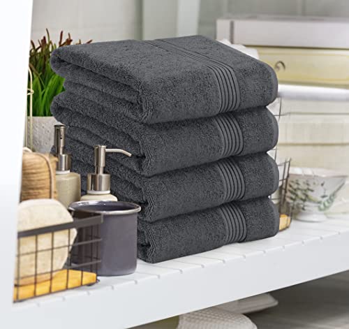 Utopia Towels 4 Pack Bath Towels Set, 27 by 54 Inches, 100% Ring Spun Cotton, Quick Dry, Highly Absorbent, Soft Feel Towels, Perfect for Daily Use, Grey | Soft Luxurious Ring Spun Cotton Bath Towels - Lightweight, Highly Absorbent, Quick-Drying, Ideal for