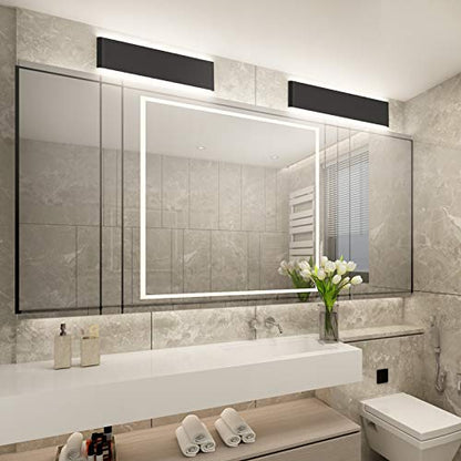 Aipsun 24in/20W Matte Black Modern Vanity Light Up and Down LED Vanity Light for Bathroom Wall Lighting Fixtures (Cool White 5000K) - color: White Light Black, size: 24 inch, style: 5000K