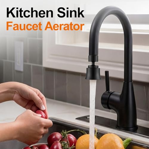 Metal Swivel Sink Faucet Aerator Extender for Kitchen Bathroom | 360° Swivel Faucet Nozzle with 55/64'' Female Thread, Dual Modes Sink Sprayer Attachment, Anti-clogging Design, Black - color: Black